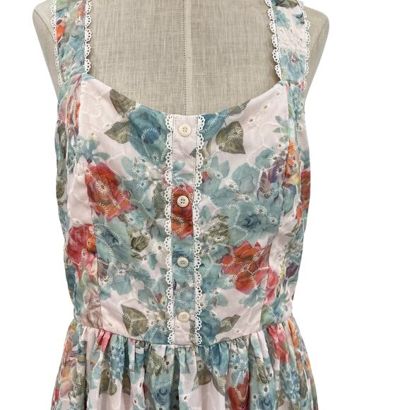 Ivy City Co Penny Tank Midi Dress Floral Print Eyelet Multicolor Size US 8 - Picture 4 of 15